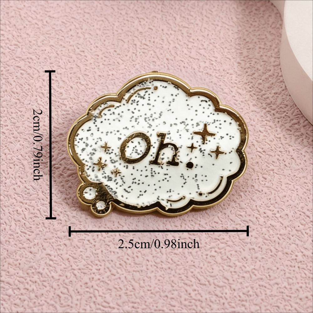 White Glitter Cloud Speech Bubble Enamel Lapel Pin